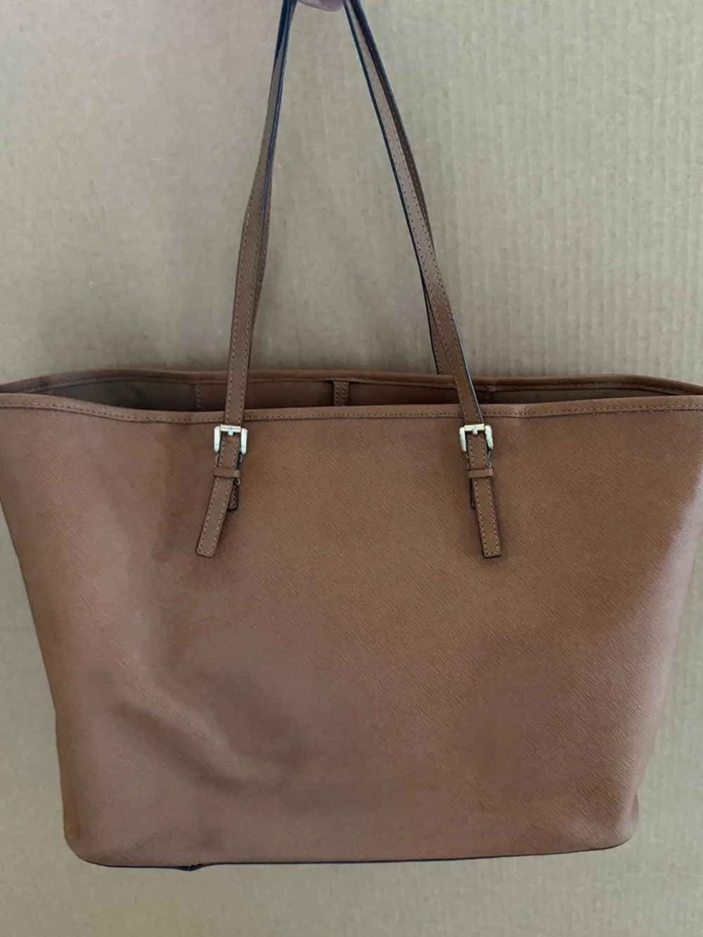 Michael Kors Chestnut Leather Tote with Logo Charm